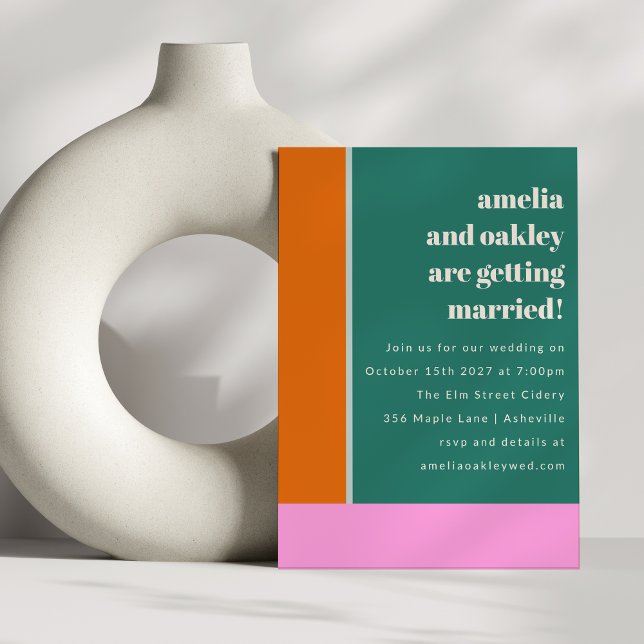 Convite Site Geométrico de Trendy, Cor-de-Rosa Verde (Criador carregado)