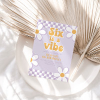 Six is a Vibe Retro Xadrez Lilás Margarida