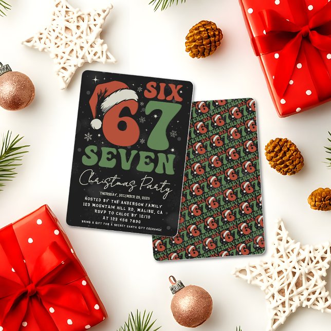 Convite Six Seven 67 Funny Santa Hat Christmas Xmas Meme (Criador carregado)
