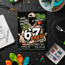 Convite Six Seven Birthday Invitation, 7th Birthday