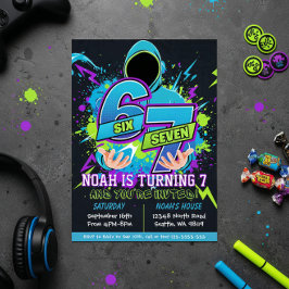 Convite Six Seven Birthday Invitation, 7th Birthday