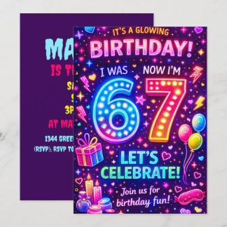 Convite Six Seven Birthday Invitation | I was 6 now I'm 7 