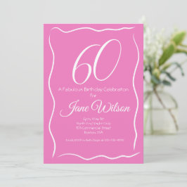 Convite  Sixty And Fabulous Birthday Invitation Chic Pink 