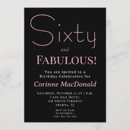 Convite Sixty and Fabulous Blush Pink 60th Birthday Party