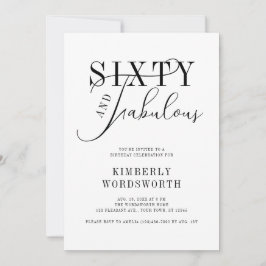 Convite Sixty and Fabulous Elegant Script 60th Birthday