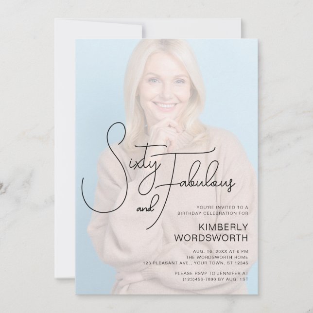 Convite Sixty and Fabulous Photo 60th Birthday Party (Frente)