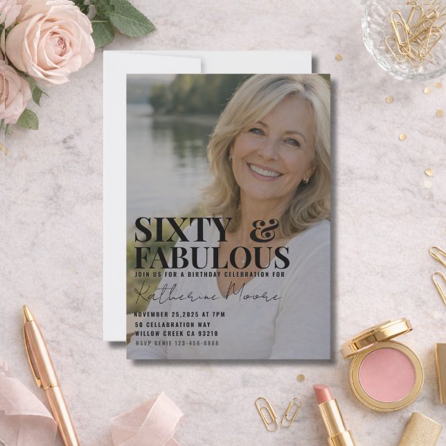 Convite Sixty and Fabulous Photo 60th Birthday Party (Criador carregado)