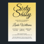 Convite Sixty and Sassy Lemon Yellow Ombre 60th Birthday<br><div class="desc">Sixty and Sassy Yellow Ombre 60th Birthday Invitation card featuring dramatic black script typography over a cheerful lemon yellow ombré background that fades into a soft pale yellow tone. The playful headline sets an upbeat, confident mood, while the clean layout keeps the honoree’s name and event details easy to read....</div>