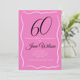 Convite   Sixty & Fabulous Birthday Invitation Pink Black