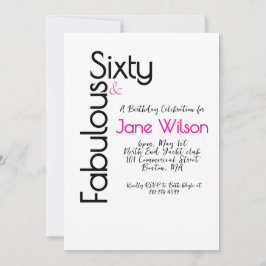 Convite Sixty Fabulous Pink Birthday Chic Invitation