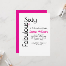 Convite   Sixty Fabulous Pink Birthday Chic Invitation