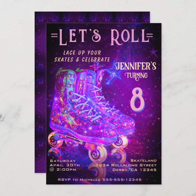 Convite Skate Birthday Party Invitation (Frente/Verso)