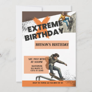 Convite Skate de Aniversário Extremo
