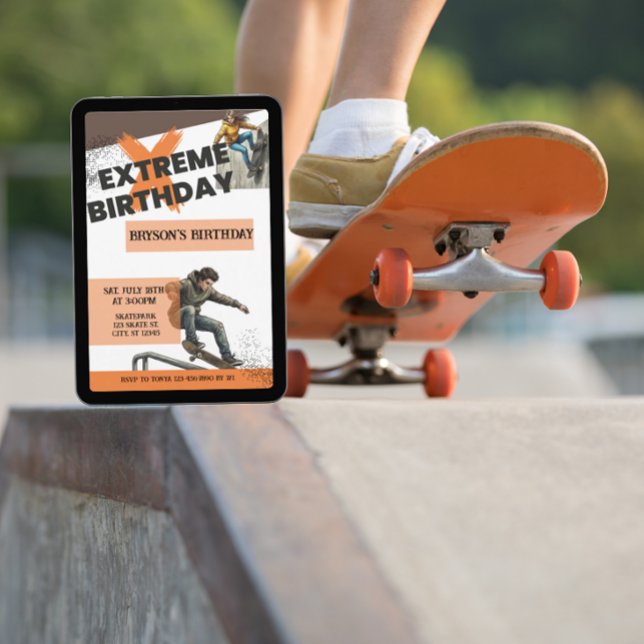 Convite Skate de Aniversário Extremo (Criador carregado)