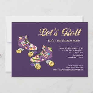 Convite Skate do cilindro púrpura Festa de aniversário de 