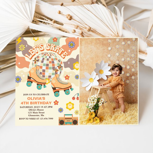 Convite Skate do Skate do cilindro do Disco Retroativo - 4 (Criador carregado)