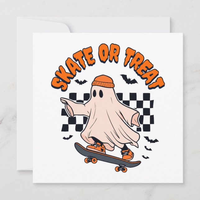 Convite Skate ou Tratar o Dia das Bruxas do Fantasma (Frente)
