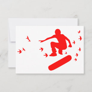 Convite skateboard com pássaros