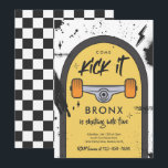 Convite Skateboard Vem Kick It Urban Sport Festa de aniver<br><div class="desc">Skateboard Venha Chute Convite de aniversário Esporte Urbano Todos os designs são © PIXEL PERFECTION PARTY LTD</div>