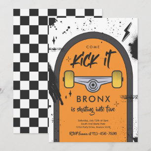 Convite Skateboard Vem Kick It Urban Sport Festa de aniver