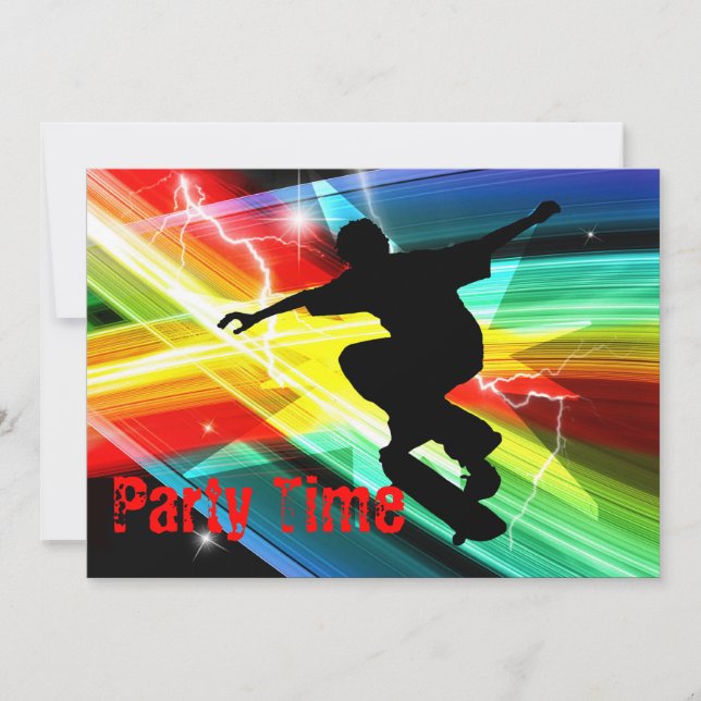 Convite Skateboarder em Criss Cross Lightning Party (Frente)