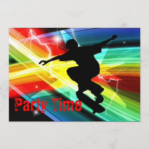 Convite Skateboarder em Criss Cross Lightning Party