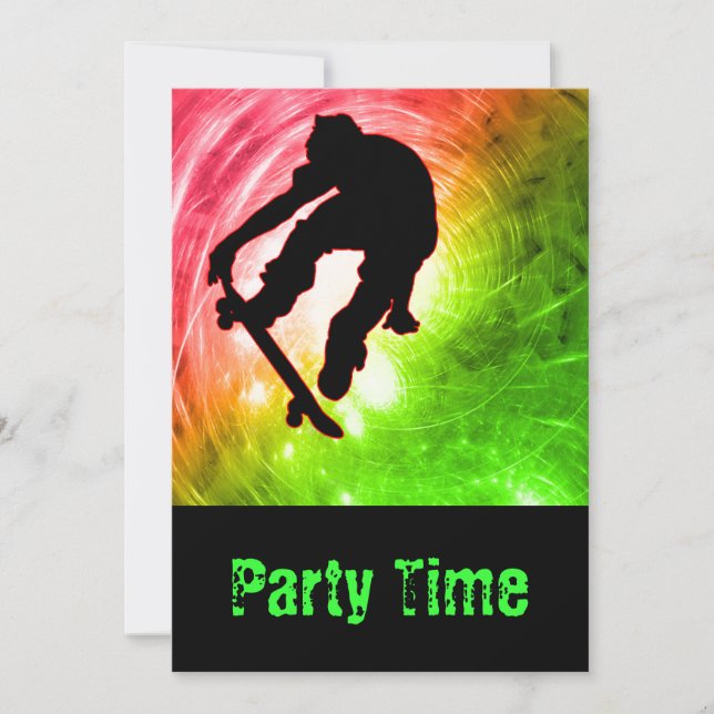 Convite Skateboarder em uma Psychedelic Cyclone Party (Frente)