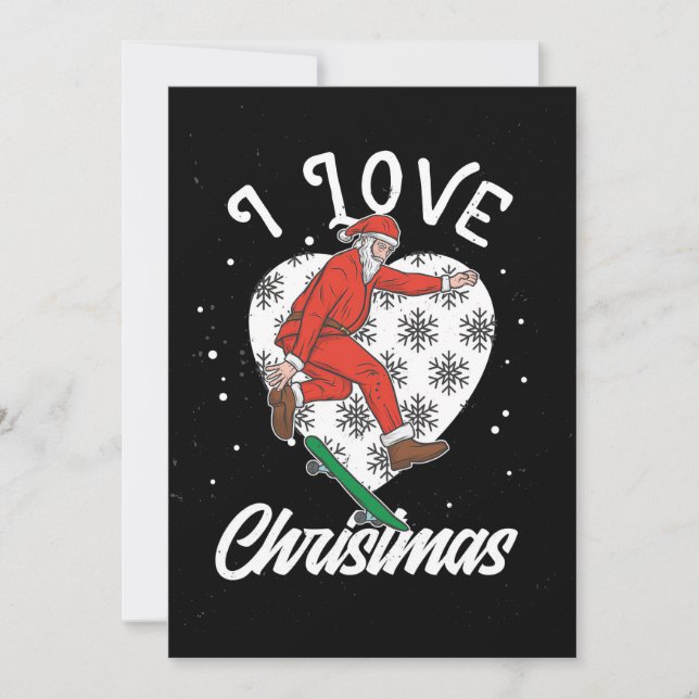 Convite Skateboarder Skateboard Eu Amo Natal (Frente)