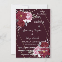 Convite Skaymarts | Maroon Elegant Calligraphics Weding I