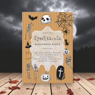 Convite Skeleton Black Cat Bat Festa de Halloween