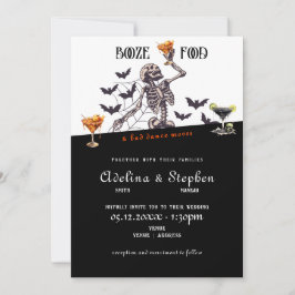 Convite Skeleton Booze Comida Má Dança