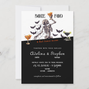 Convite Skeleton Booze Comida Má Dança