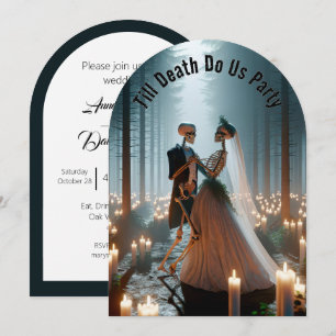 Convite Skeleton Bride e Groom para Casamento de Halloween