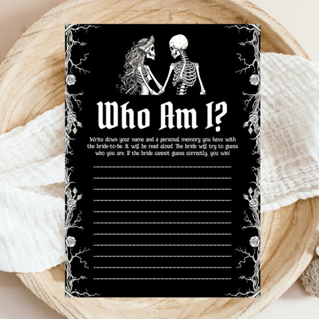 Convite Skeleton De Halloween Que Sou Eu Jogo De Chá de pa (Halloween Skeleton Who Am I Bridal Shower Game)