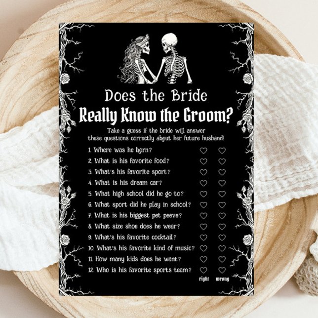 Convite Skeleton Faz A Noiva Conhecer O Jogo Do Groom (Skeleton Does The Bride Really Know The Groom Game)