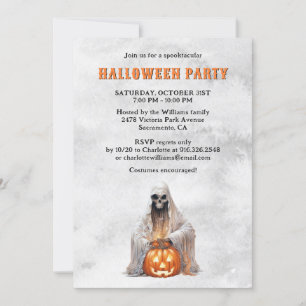 Convite Skeleton Ghost Jack O’Lanterna Festa de Halloween