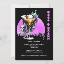 Convite Skeleton graveyull cocktail cheio horror da lua