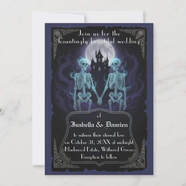 Convite Skeleton Halloween Wedding Invitation (Frente)