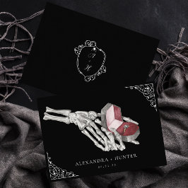 Convite Skeleton Hand Ring Gothic Casamento Salve a Data
