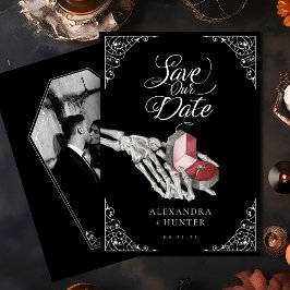Convite Skeleton Hand Ring Gothic Casamento Salve a Data