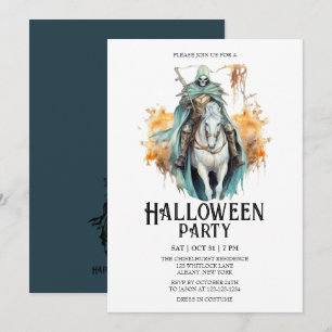 Convite Skeleton Horseman Festa de Mint Halloween