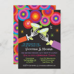 Convite Skeleton Margarita Toast Mexican Fiesta<br><div class="desc">Toast the new Skeleton Couple with Margaritas on their wedding day or with a rehearsal dinner! Bright and colorful Mexican Fiesta party invitations for the couple celebrating near Halloween or the Day of the Dead. Till death do us party!! Great for most any fiesta themed event, just change the party...</div>