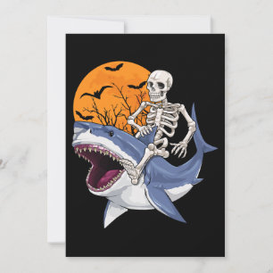Convite Skeleton Riding Shark Dia de as Bruxas engraçado C