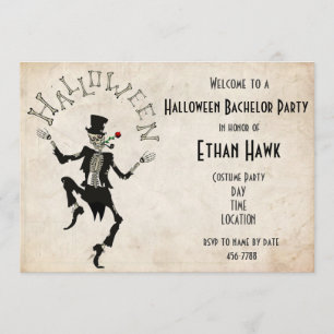 Convite Skeleton Steampunk Solteiro de Halloween B-day Par