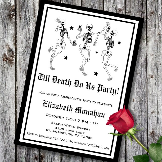 Convite Skeleton Till Death Nos Party Bachelorette (Criador carregado)