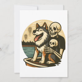 Convite Skeleton with Dog on Haunted Lake Horror Art