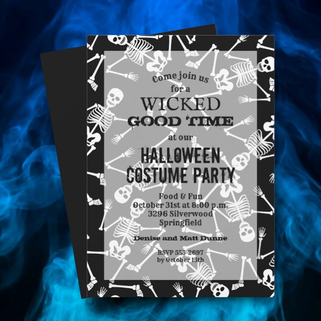 Convite Skeletons Black Halloween (Criador carregado)