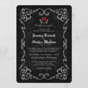 Convite Skeletons de Halloween "TIL MORTH" E "JUNTOS COM"
