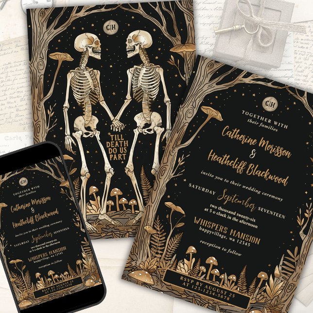 Convite Skeletons e Cogumelos até Casamento da Morte (Criador carregado)