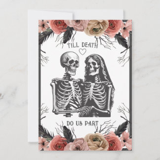 Convite Skeletons Floral Till Morte Casamento